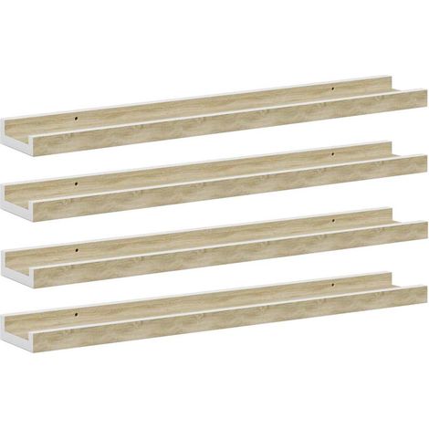 Maison Exclusive - Wandregale 4 Stk. Weiß und Sonoma-Eiche 60x9x3