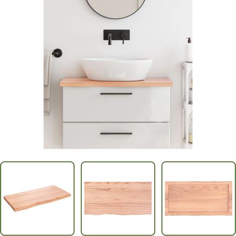 vidaXL Plan de travail en bois - Comptoir de salle de bain marron 80x40x(2-4) cm bois traité (1/5)