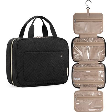 Trousse de toilette UNIQ Reset avec crochet de suspension et 4 compartiments, imperméable - noire