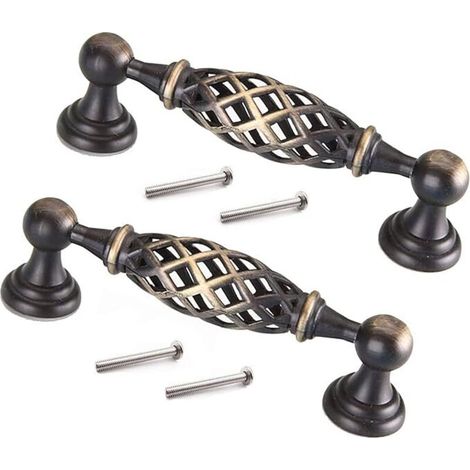 tiradores metálicos con forma de pájaro para cajones, tiradores de jaula para armarios, tiradores de muebles de bronce antiguo, tiradores huecos para cajones, para armarios de cocina, cajones y armari