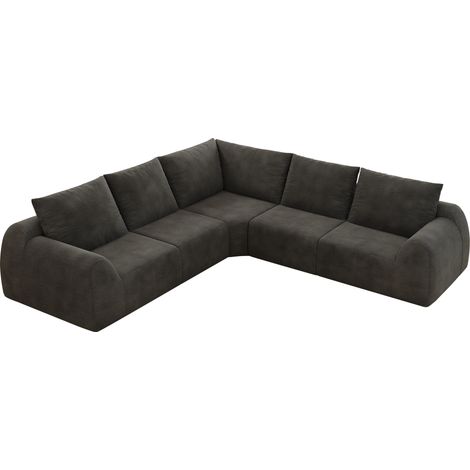 Divano angolare in tessuto chenille grigio scuro 267 cm senza montaggio MODENUIT (1/5)