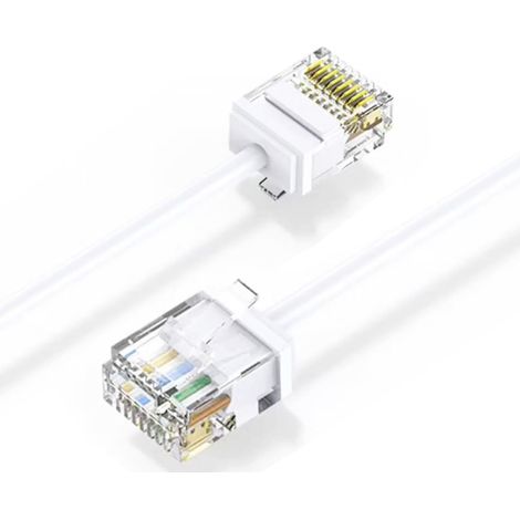 Elfcam – Câble réseau Ethernet RJ45 Cat 6 Slim 20m 32AWG – Ultra fin pour intégration discrète – Débit jusqu'à 10 Gbps – Compatible VoIP, LAN, NAS
