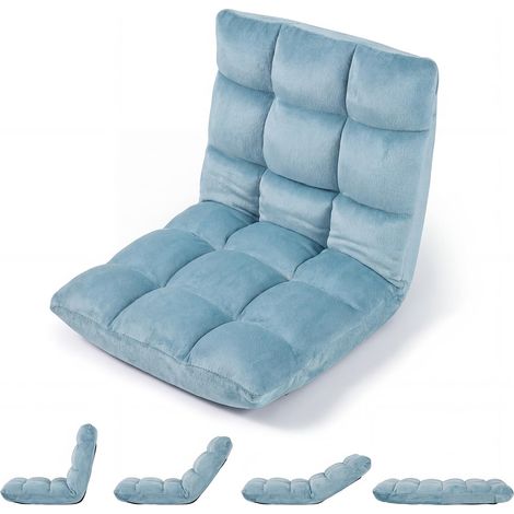 COSTWAY Sedia Cuscino Pavimento Terra Imbottita Spugna Schiuma Schienale Regolabile Pieghevole Reclinabile Supporto Velluto Soggiono Salotto Camera Letto Inte (1/5)