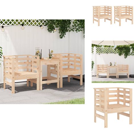 Chaises de jardin lot de 2 61,5x53x71 cm bois de pin massif - Chaise De Jardin - Mobilier De Jardin - Chaise Extérieure - Fauteuil De Jardin - Bois De Pin (1/5)