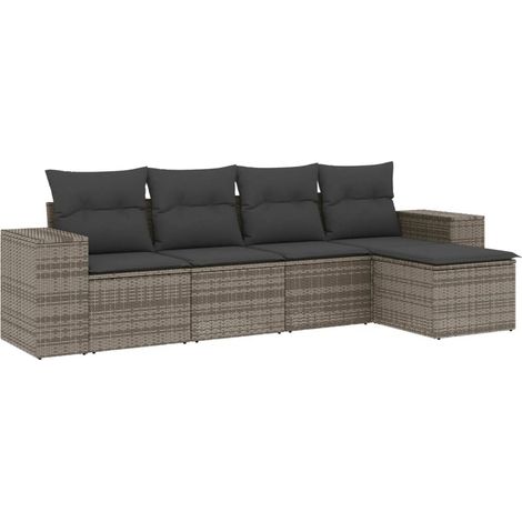 Maison Exclusive - 5-tlg. Garten-Sofagarnitur mit Kissen Grau Pol