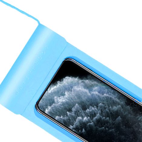 Wasserdichte Handyhülle mit großer Handyhalterung, kompatibel mit Touchscreen-Aufnahme für Wassersportarten (blau) (1/5)