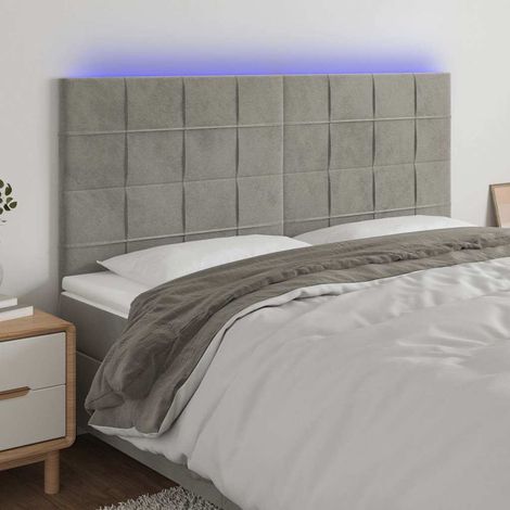 vidaXL Cabecero con luces LED terciopelo gris claro 180x5x118/128 cm (1/5)