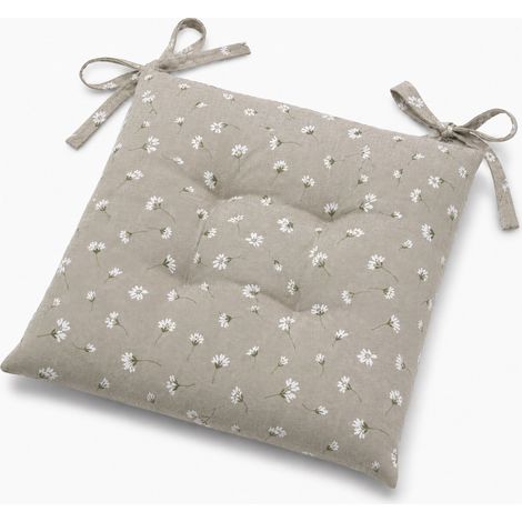 Housse de chaise Daisies sur fond vert 40x40 avec lacets, 80 % coton et 20 % polyester (1/5)
