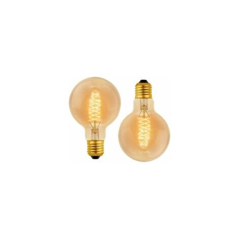 Ampoule Vintage Globe G80 E27 Dimmable 60W Blanc Chaud 2700K, 600lm, Ampoules de Décoration à Incandescence Rétro E27 Spirale Tungstène Filament Lampe, lot de 2