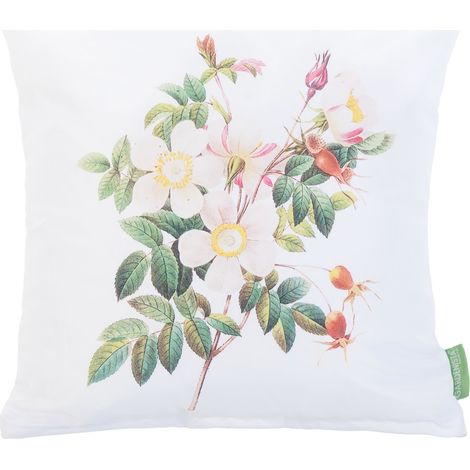 Gardenista Almohada Cuadrado Decorativo para Interior/Exterior Resistente al Agua, Suave y Cómoda Cojín Impreso para Silla de Ratán 45x45, Blanco Botánico (1/5)
