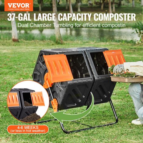 Composteur de Jardin Rotatif 140 L Double Chambre Bac à Compost Rotatif à 360° en PP sans BPA Charge 40 kg pour Compostage des Déch… (1/5)