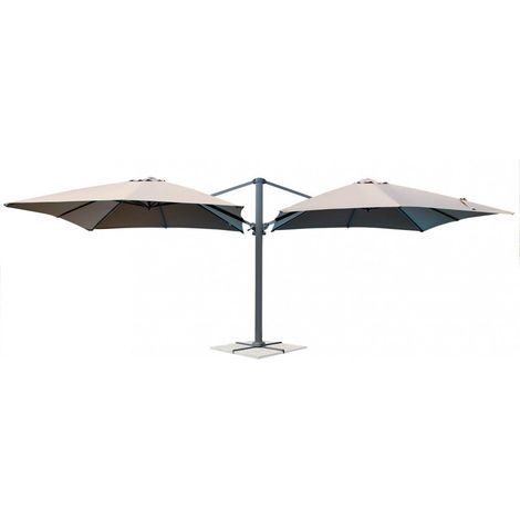 Ombrellone da Giardino Doppio Archimede 3x3 m in Alluminio Antracite Telo Tortora (1/5)