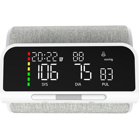 Misuratore di pressione sanguigna elettronico da braccio 33A. Misuratore di pressione sanguigna da braccio professionale e intelligente, bracciale multifunzione per il monitoraggio della pressione san (1/4)