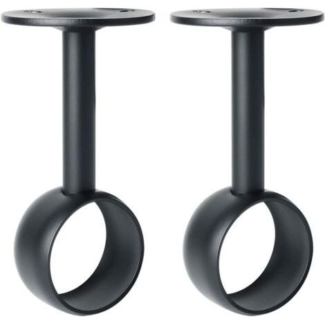 Support de Tringle à Rideaux Support Tringle Penderie avec Vis Support de Plafond pour Rideau et Armoire, Noir Mat en Acier Inoxydable, Diamètre 32 mm, 2 Pcs (1/5)