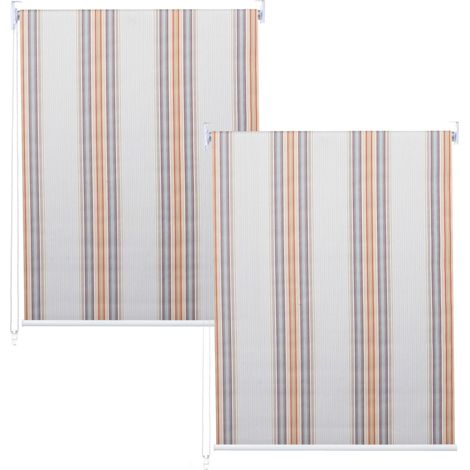 Juego de 2 estores enrollables para ventana con kit de montaje, 120 x 230 cm, protección solar, opaco, gris/marrón/naranja 040007443 (1/5)