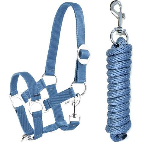 Set Halfter, verstellbares Nylonseil, Metallkarabinerhaken, für Pferd/Pony (1/4)