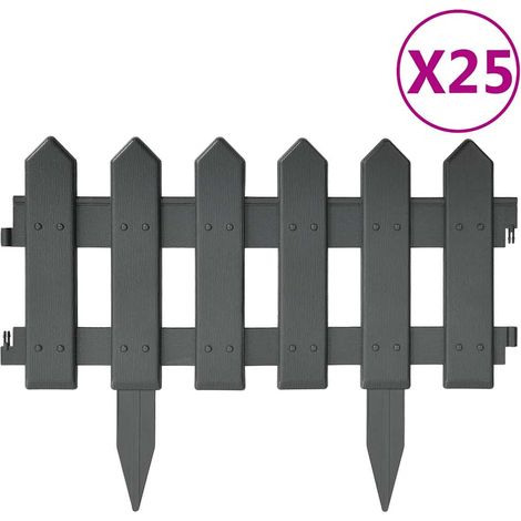 Bordures de pelouse 25 pcs Anthracite 10 m PP (1/5)