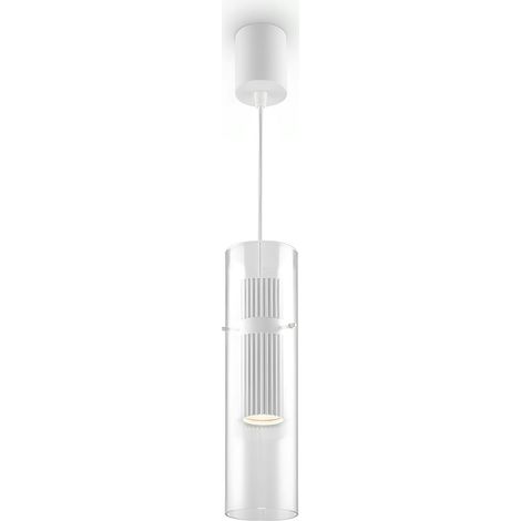 Suspension design verre – cylindre blanc et transparent TAVA (1/2)