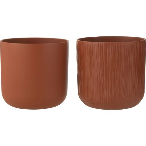 Cache pot en poterie marron grand format - marron (1/3)