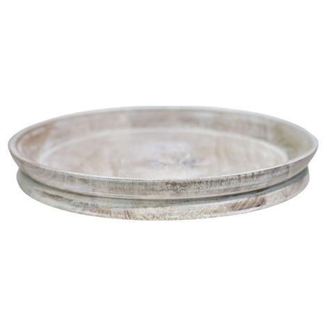 Padstow Candle Tray - Wood - L28 x W28 x H3.5 cm - White Wash
