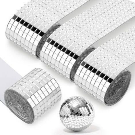 Mosaïque Miroir - Carreaux Carrés Verre 5 x 5 mm Épaisseur 1 mm - Auto-Adhésif - Pour Décoration Murale Miroir Vase Cheminée - 6400 Pièces