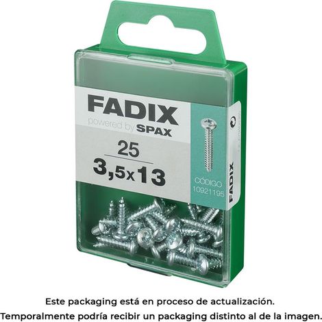 Caja de 25 unidades de tornillo de rosca chapa con cabeza redonda en cinc 3,5x13mm Fadix (1/3)