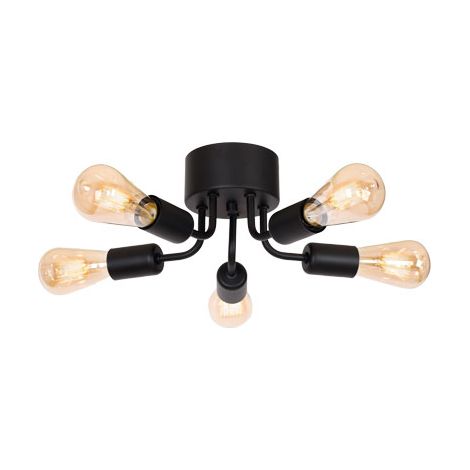 Plafoniera soffitto industriale nera opaca Brenda 5xE27 Luminex