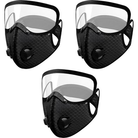 Mascarilla deportiva de 3 piezas con válvulas de exhalación, mascarilla deportiva antipolvo de protección personal ajustable. (1/5)