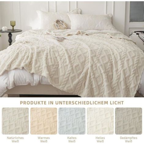 1 Couverture, double face polaire Sherpa, motif diamant 3D, polyester doux, pour salon chambre camping (1/5)