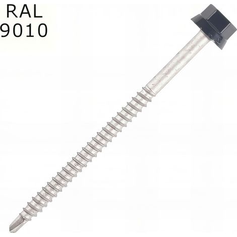 Vis bac acier SCELL-IT sommet nervuré Support bois - Ø6.3 x 100 mm - TH12 - Blanc RAL9010 - Sachet de 100 - ZTW-63100-9010