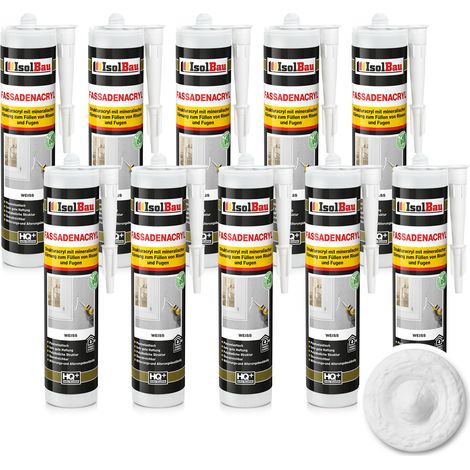 IsolBau Peinture acrylique blanche pour façade Fassadenacryl 10 x 300 ml