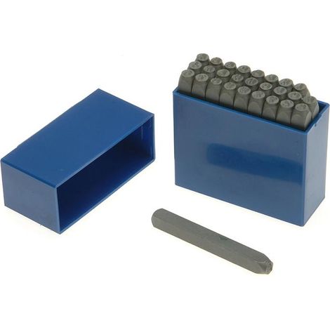Priory 4.0mm (5/32 in) Letter Punch Set - Heat-Treated Steel in Plastic Case