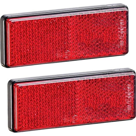2pièces Catadioptres Remorque Rouge avec E4,Camion Catadioptre Rectangulaire Caravane Réflector Arrière,Catadioptres Adhésif Rouge pourPoteau de Porte Véhicules(Rectangulaire-Rouge-2pièces)