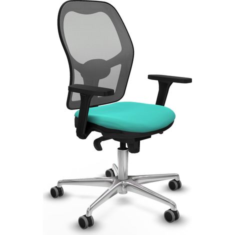 Jorquera sincro malla gris similpiel turquesa brazos 3D base aluminio ruedas 65mm engomada (1/5)