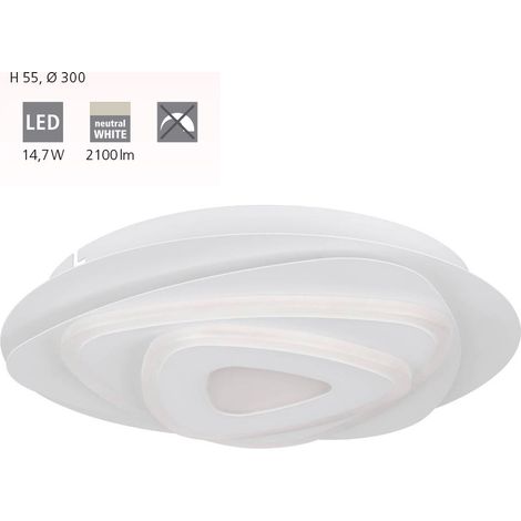 Plafond Palagiano Steel blanc LED 14,7W 4000K H: 5,5 cm Ø30cm (1/3)