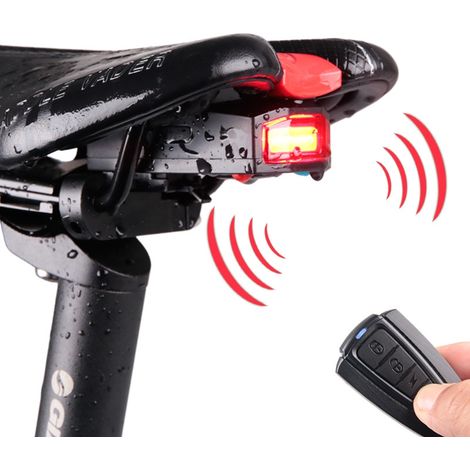 USB-wiederaufladbares Fahrradrücklicht, drahtloses Alarmsystem mit Fernbedienung für Mountainbikes und Rennräder (1/5)
