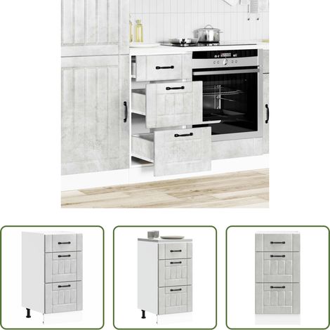 Küchenmöbel - Küchen-Unterschrank Lucca Betongrau Holzwerkstoff (1/5)