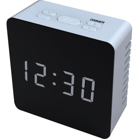 Reloj Digital De Superficie De Espejo MINKUROW Con Pantalla De Tiempo Led Snooze Detección De Temperatura De Humedad Negro (1/5)