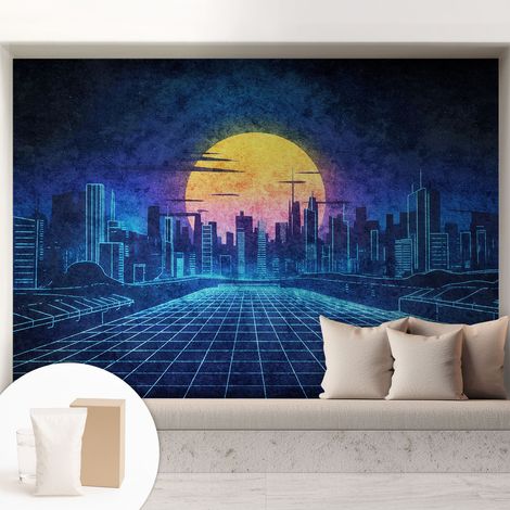 Tapete Vliestapete mit Kleber- abwaschbar - Raumgestaltung Schlafzimmer Wohnzimmer Tapete Futuristische Landschaft 208x146 cm (1/5)