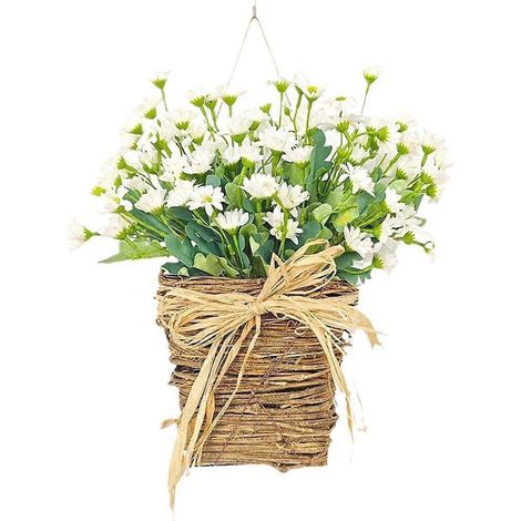 Panier de fleurs artificielles en branches naturelles, résistant, pour décoration murale printemps-été (1/4)