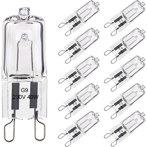 Ampoule G9 40W Pour Four Tolérance de 300°C, Ampoule Halogène G9 Dimmable Blanc Chaud, G9 Ampoules Capsule Filament 480LM 230V Lot de 10 (1/5)