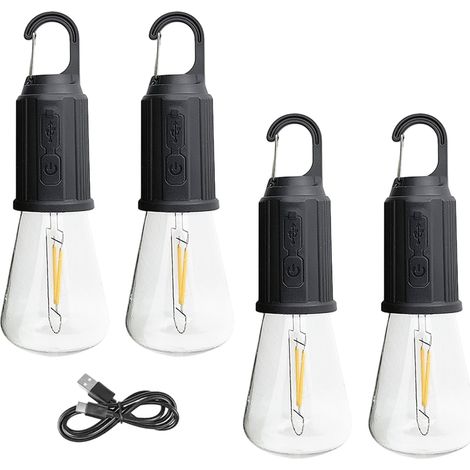 Wiederaufladbare Campinglampe, 4er-Pack Hängelampen mit Haken, mehrere Beleuchtungsmodi, Zeltlampe für Camping, Wandern und Trekking
