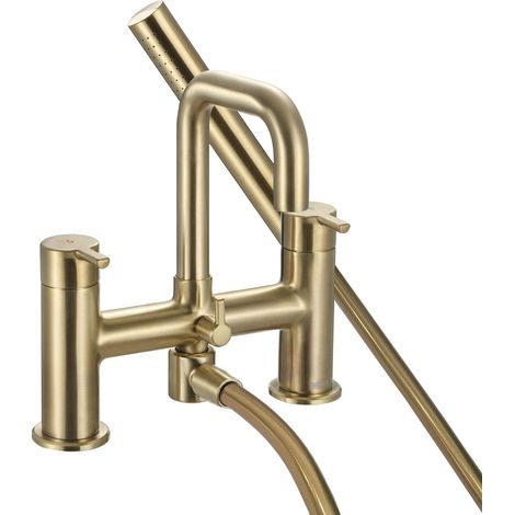 Bristan Altum Bath Shower Mixer Tap Pillar Mounted - Brushed Brass