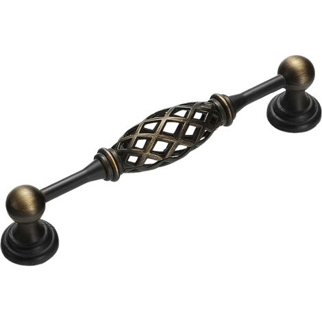 Juego de dos tiradores de muebles vintage con forma de jaula de pájaros.Adecuado para armarios y puertas. Distancia entre centros: 128mm. (1/5)