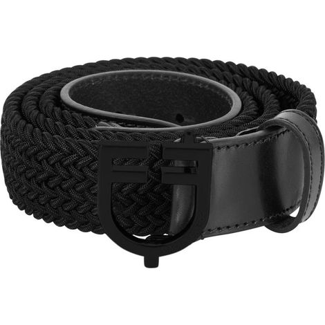 70 CM, Nero: Cintura per equitazione elastica con fibbia nera e logo