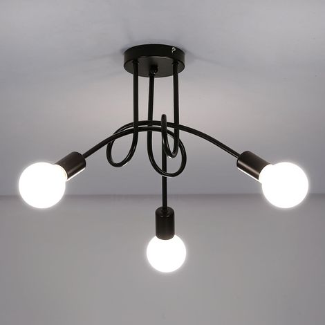 GOECO Modern Ceiling Light, E27 Vintage Iron Ceiling Lamps, 3-Light Chandelier for Living Room Kitchen Restaurant, Diameter 55cm (Bulb is not included)