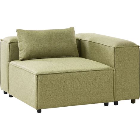 Corner 1-Seat Light Green Fabric Upholstered Modul Section BRANDE (1/5)