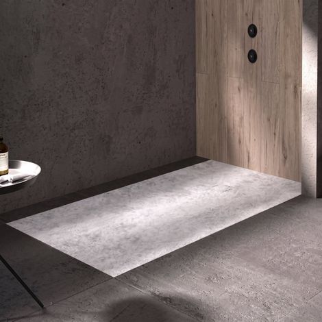 Mineralguss-Duschwanne extra flach DEKOR CEMENTO Betongrau 90x120 cm (1/4)