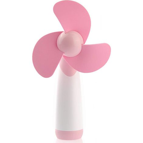 JSSEVN - Mini ventilador portátil a pilas, color rosa (requiere pilas AA), con interruptor de encendido/apagado y aspas suaves para una mejor refrigeración y fácil transporte. (1/5)