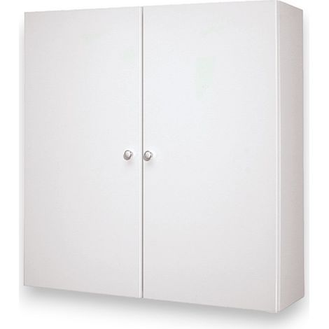 Pensile mobiletto bagno a due ante con 2 ripiani interni in legno laccato 68x22xH71 cm (1/5)